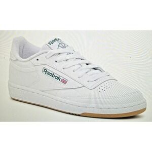 REEBOK C 85 MEM T WHITE LEATHER SNEAKERS LACED TENNIS SHOES US WOMENS SZ 8.5